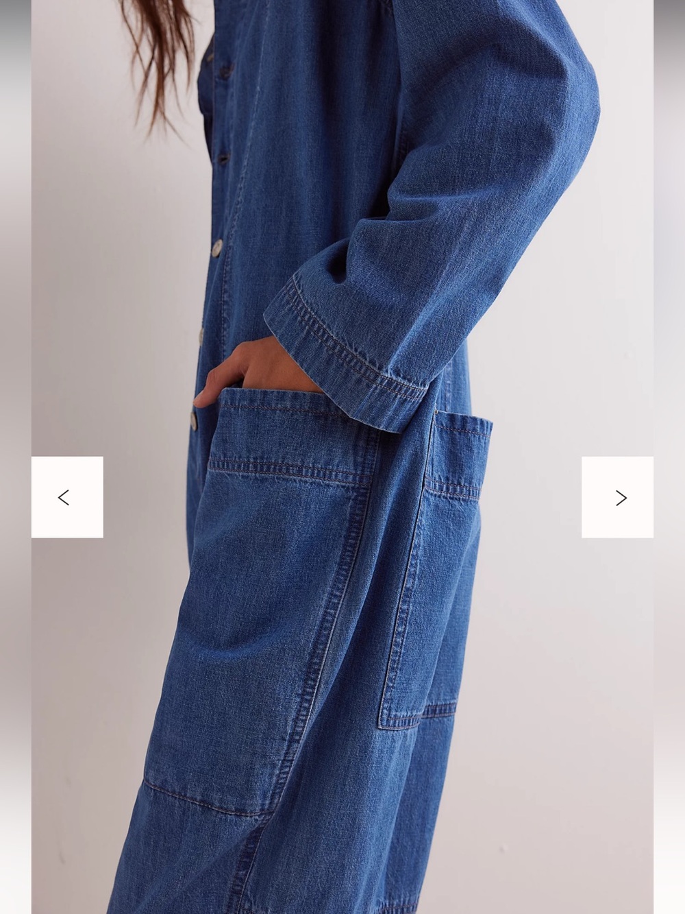 We The Free Margarita Denim Jumpsuit Medium Free People Utility Barrel Leg - Picture 4 of 13